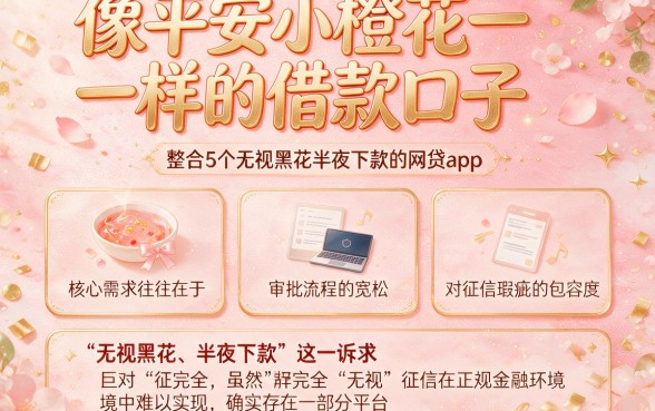 像平安小橙花一样的借款口子，整合5个无视黑花半夜下款的网贷app