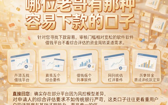 哪位老哥有那种容易下款的口子,陈列五个借钱平台不看综合评估的软件