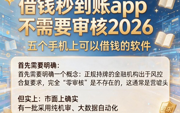借钱秒到账app不需要审核2026,揭秘五个手机上可以借钱的软件