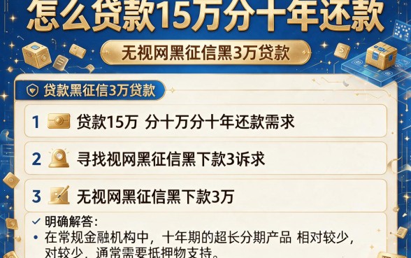 怎么贷款15万分十年还款,细致阐述5个无视网黑征信黑3万贷款