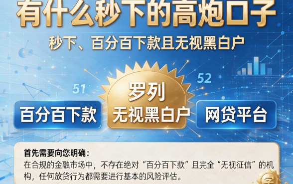 有什么秒下的高炮口子，罗列5个百分百下款无视黑白户网贷平台