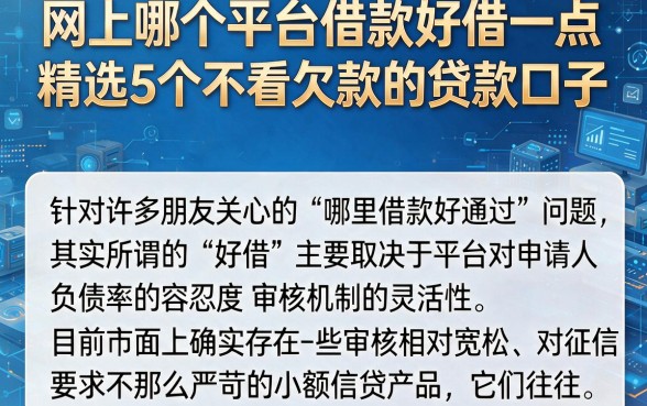 网上哪个平台借款好借一点，精选5个不看欠款的贷款口子