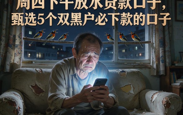 周四下午放水贷款口子，甄选5个双黑户必下款的口子