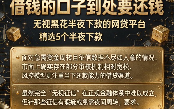借钱的口子到处要还钱，精选5个无视黑花半夜下款的网贷平台