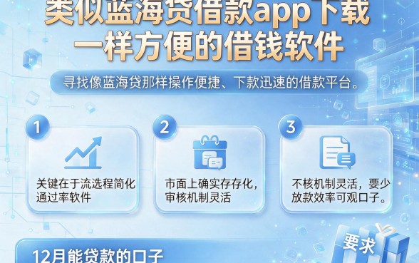 类似蓝海贷借款app下载一样方便的借钱软件，条列五个12月能贷款的口子