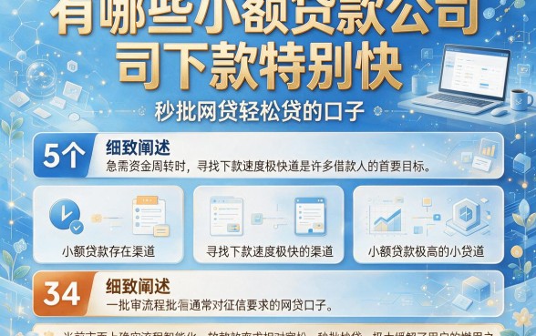 有哪些小额贷款公司下款特别快，细致阐述五个秒批网贷轻松贷的口子