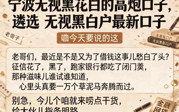 宁波无视黑花白的高炮口子,遴选五个无视黑白户最新口子