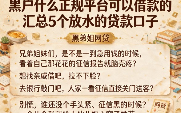 黑户什么正规平台可以借款的,汇总5个放水的贷款口子