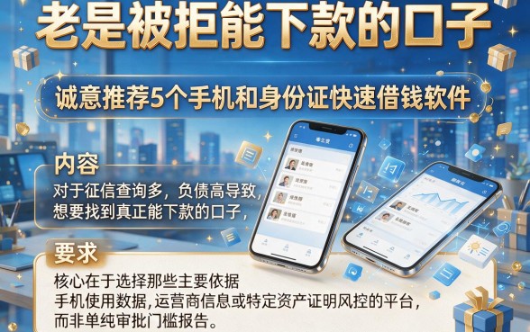老是被拒能下款的口子，诚意推荐5个手机和身份证快速借钱软件