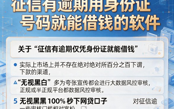 征信有逾期用身份证号码就能借钱的软件,细致阐述5个无视黑白100%秒下网贷口子