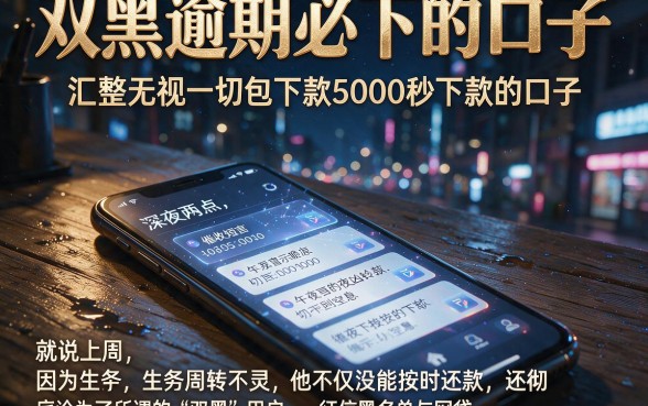 双黑逾期必下的口子，汇整五个无视一切包下款5000秒下款的口子