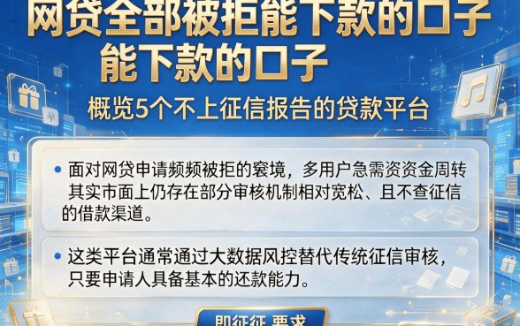 网贷全部被拒能下款的口子,概览5个不上征信报告的贷款平台