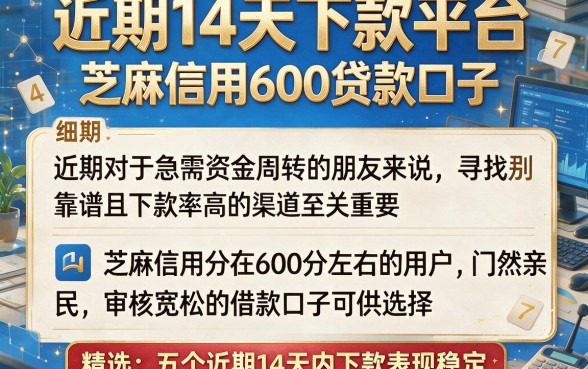 近期14天下款平台,细致阐述五个芝麻信用600贷款口子