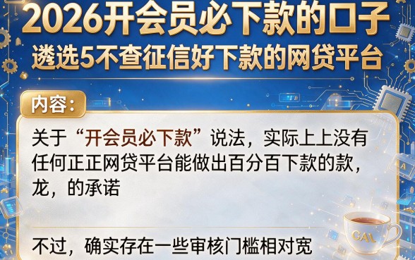2026开会员必下款的口子,遴选5个不查征信好下款的网贷平台