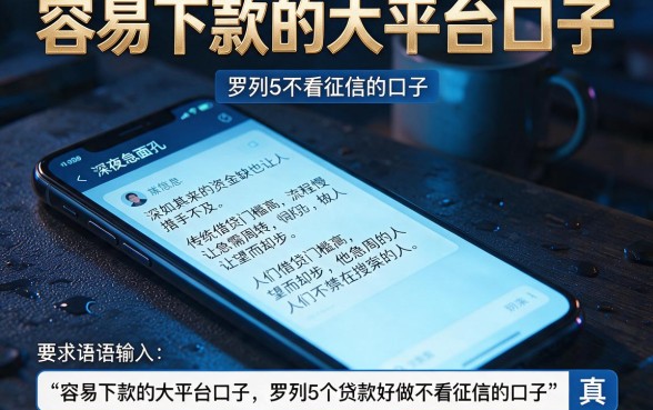 容易下款的大平台口子，罗列5个贷款好做不看征信的口子