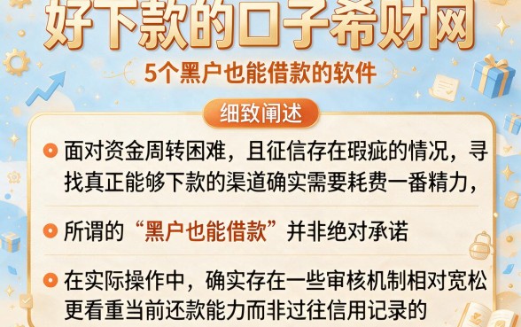 好下款的口子希财网，细致阐述5个黑户也能借款的软件