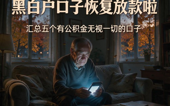 黑白户口子恢复放款啦，汇总五个有公积金无视一切的口子