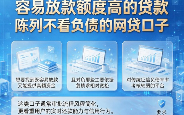 容易放款额度高的贷款，陈列5个不看负债的网贷口子