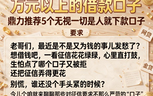 万元以上的借款口子,鼎力推荐5个无视一切是人就下款口子