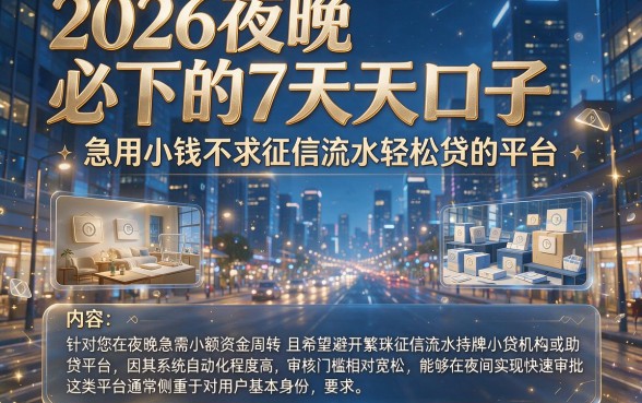 2026夜晚必下的7天口子,整理五个急用小钱不求征信流水轻松贷的平台
