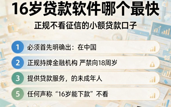 16岁贷款软件哪个最快,条列5个正规不看征信的小额贷款口子