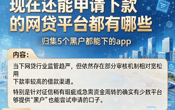 现在还能申请下款的网贷平台都有哪些，归集5个黑户都能下的app