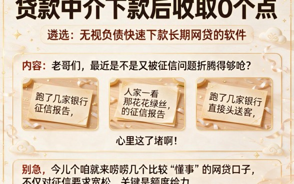 贷款中介下款后收取0个点,遴选五个无视负债快速下款长期网贷的软件
