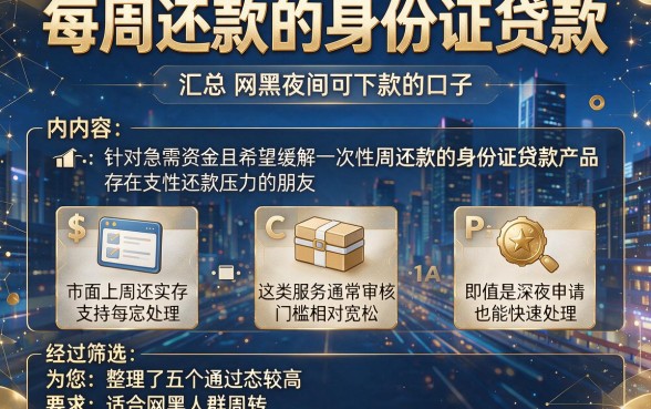 每周还款的身份证贷款,汇总五个网黑夜间可下款的口子