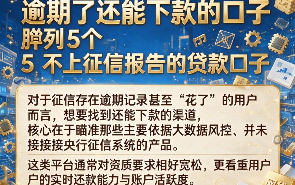 逾期了还能下款的口子,胪列5个不上征信报告的贷款口子