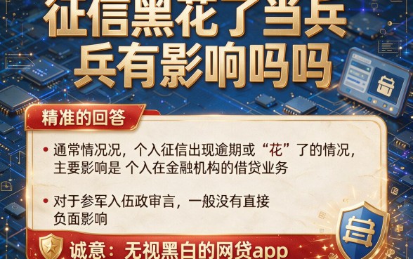 征信黑花了当兵有影响吗吗，诚意推荐五个无视黑白的网贷app