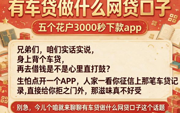 有车贷做什么网贷口子,细致阐述五个花户3000秒下款app
