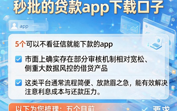 秒批的贷款app下载口子,详细阐述5个可以不看征信就能下款的app