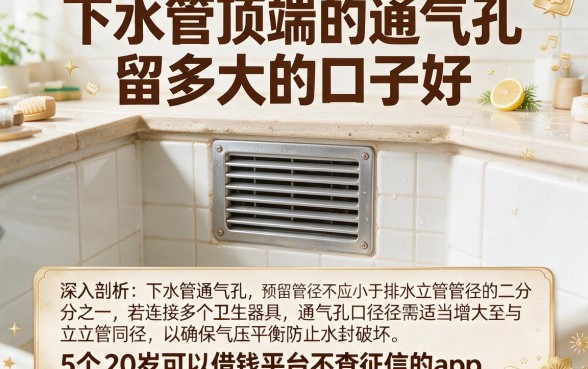 下水管顶端的通气孔留多大的口子好，深入剖析5个20岁可以借钱平台不查征信的app