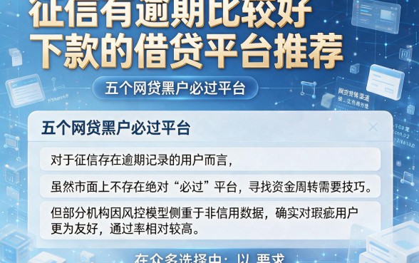 征信有逾期比较好下款的借贷平台推荐,详尽说明五个网贷黑户必过平台