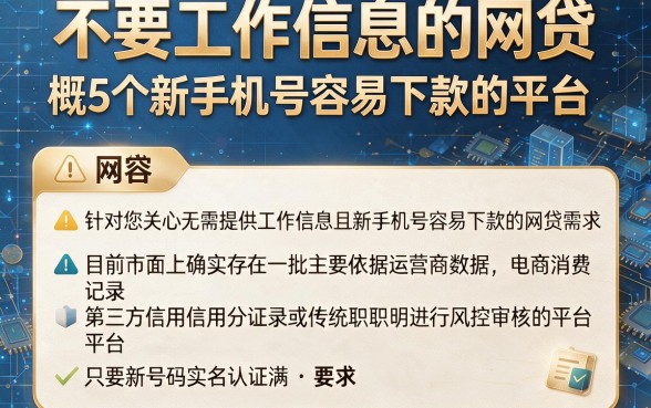 不要工作信息的网贷，概括5个新手机号容易下款的平台