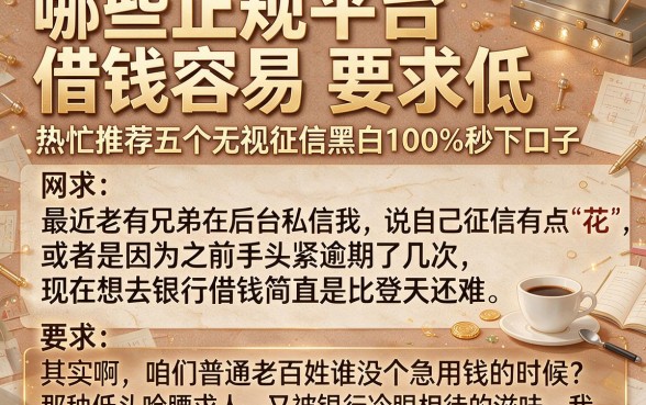哪些正规平台借钱容易要求低,热忱推荐五个无视征信黑白100%秒下口子