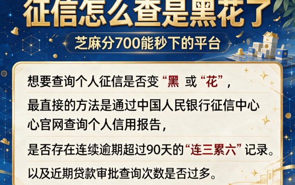 征信怎么查是黑花了,概括五个芝麻分700能秒下的平台