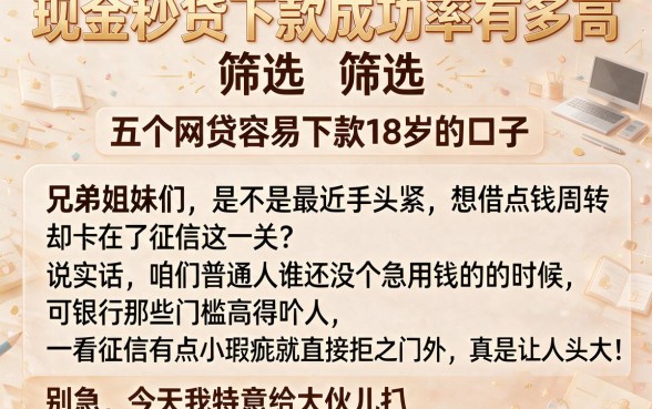 现金秒贷下款成功率有多高，筛选五个网贷容易下款18岁的口子