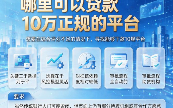 哪里可以贷款10万正规的平台，理出五个综合评分不足也能下款的网贷