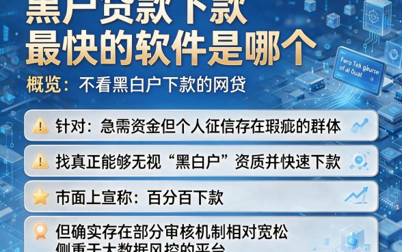 黑户贷款下款最快的软件是哪个,概览五个不看黑白户下款的网贷