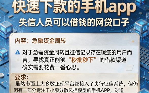 快速下款的手机app,理出5个失信人员可以借钱的网贷口子