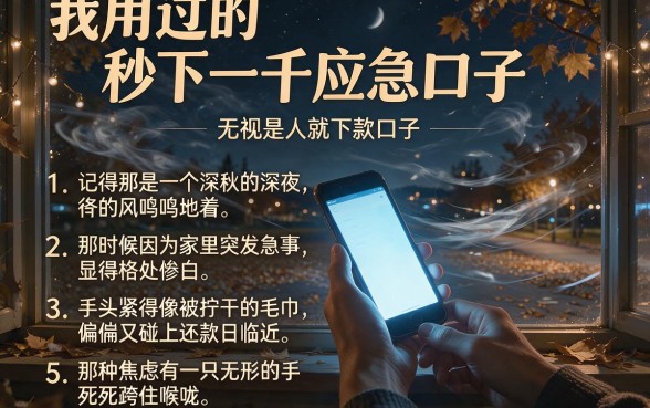 我用过的秒下一千应急口子，条列五个无视一切是人就下款口子