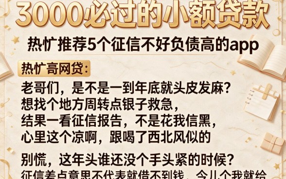 3000必过的小额贷款，热忱推荐5个征信不好负债高的app