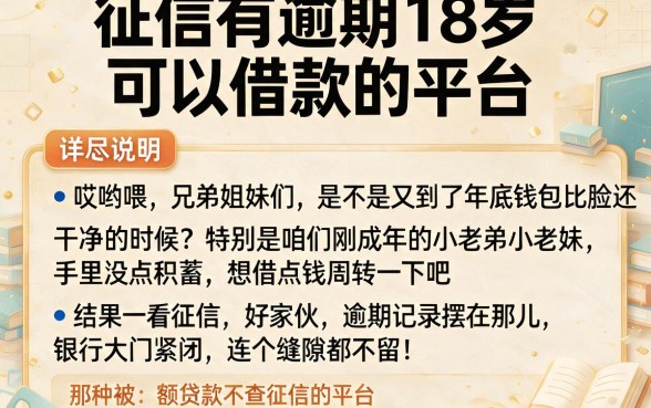 征信有逾期18岁可以借款的平台,详尽说明5个小额贷款不查征信的平台