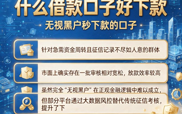 什么借款口子好下款,整合五个无视黑户秒下款的口子