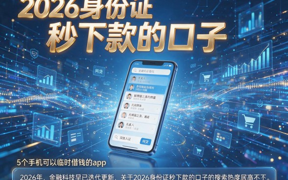2026身份证秒下款的口子，详尽说明5个手机可以临时借钱的app