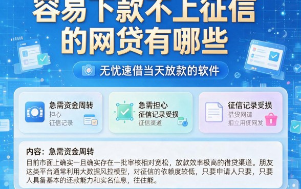 容易下款不上征信的网贷有哪些,遴选五个无忧速借当天放款的软件