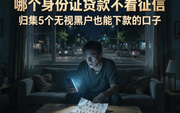 哪个身份证贷款不看征信,归集5个无视黑户也能下款的口子