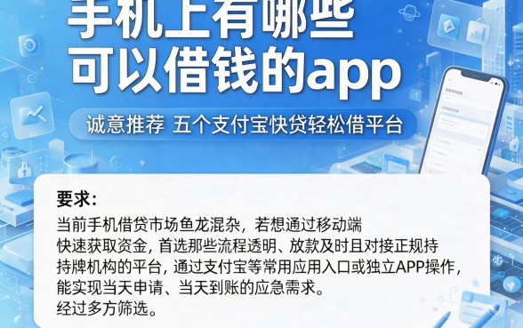 手机上有哪些可以借钱的app,诚意推荐五个支付宝快贷轻松借平台