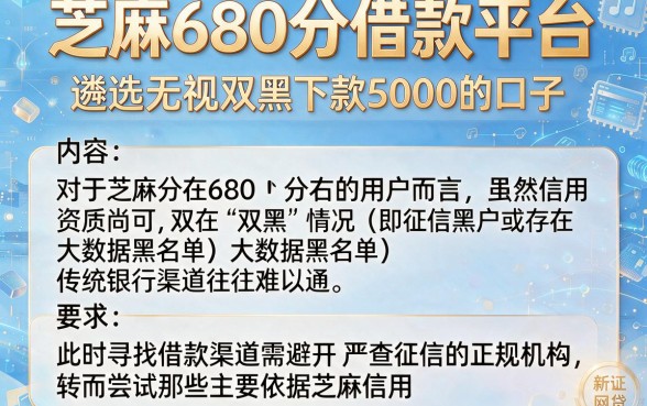 芝麻680分借款平台,遴选五个无视双黑下款5000的口子